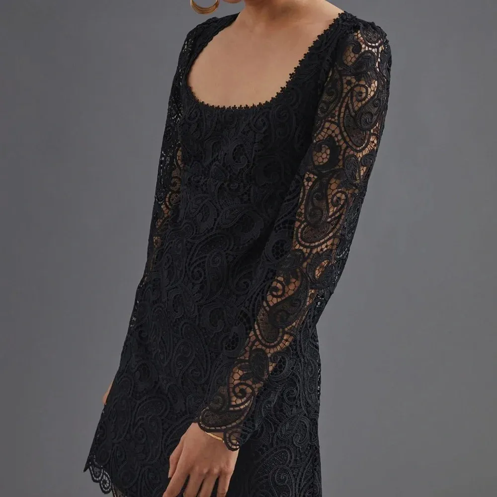 Anthropologie Maeve Black Embroidered Lace Mini Dress Size 4 NWT - Image 5
