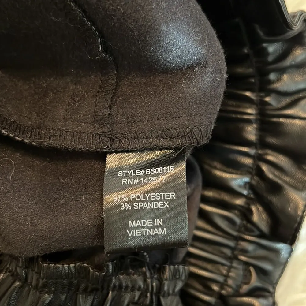 Blashe Black Faux Leather Paper Bag Waist w/ Pockets Mini Skirt Size Small - Image 6