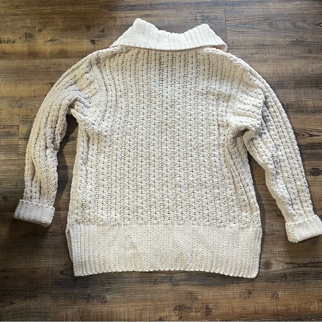 Aerie Womens Beige Cable Car Quarter Zip Knit Sweater Size XS - Image 7