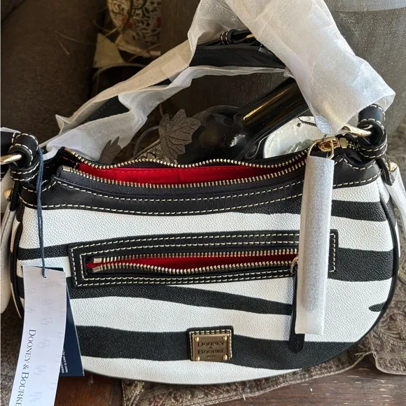 Authentic Dooney & Bourke leather Zebra Print zip top shoulder Bag - Image 2