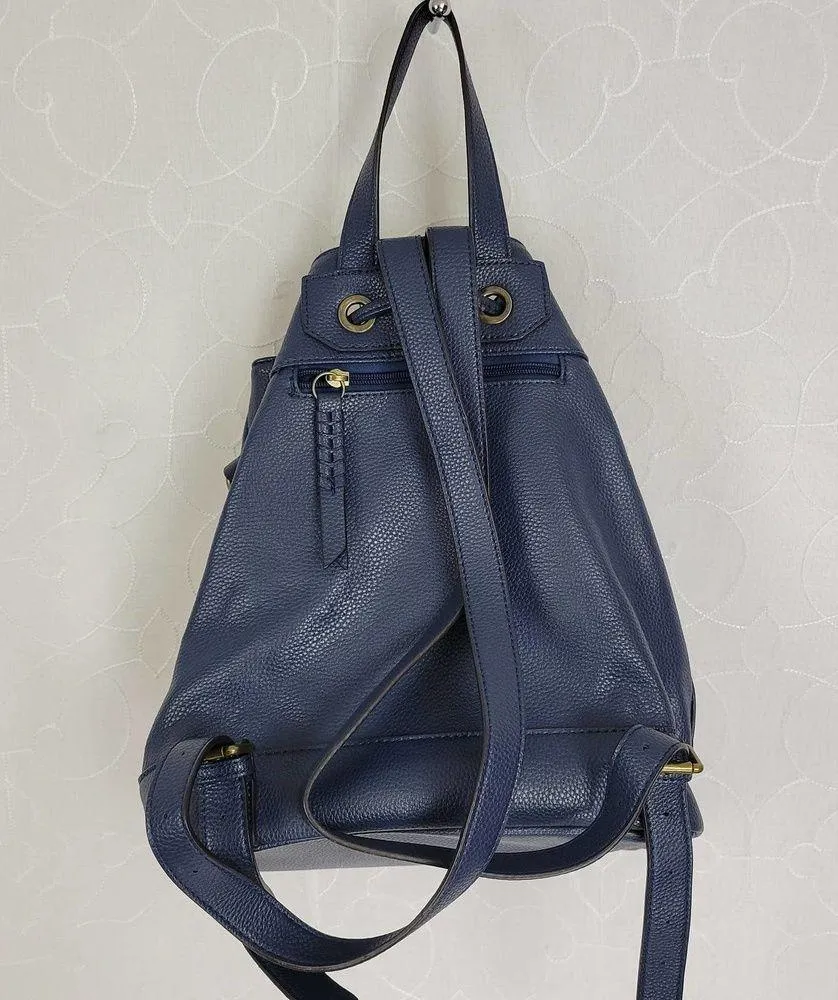 Chinese Laundry Bag Navy Erica Leather Faux Suede Drawstring Convert Backpack - Image 10