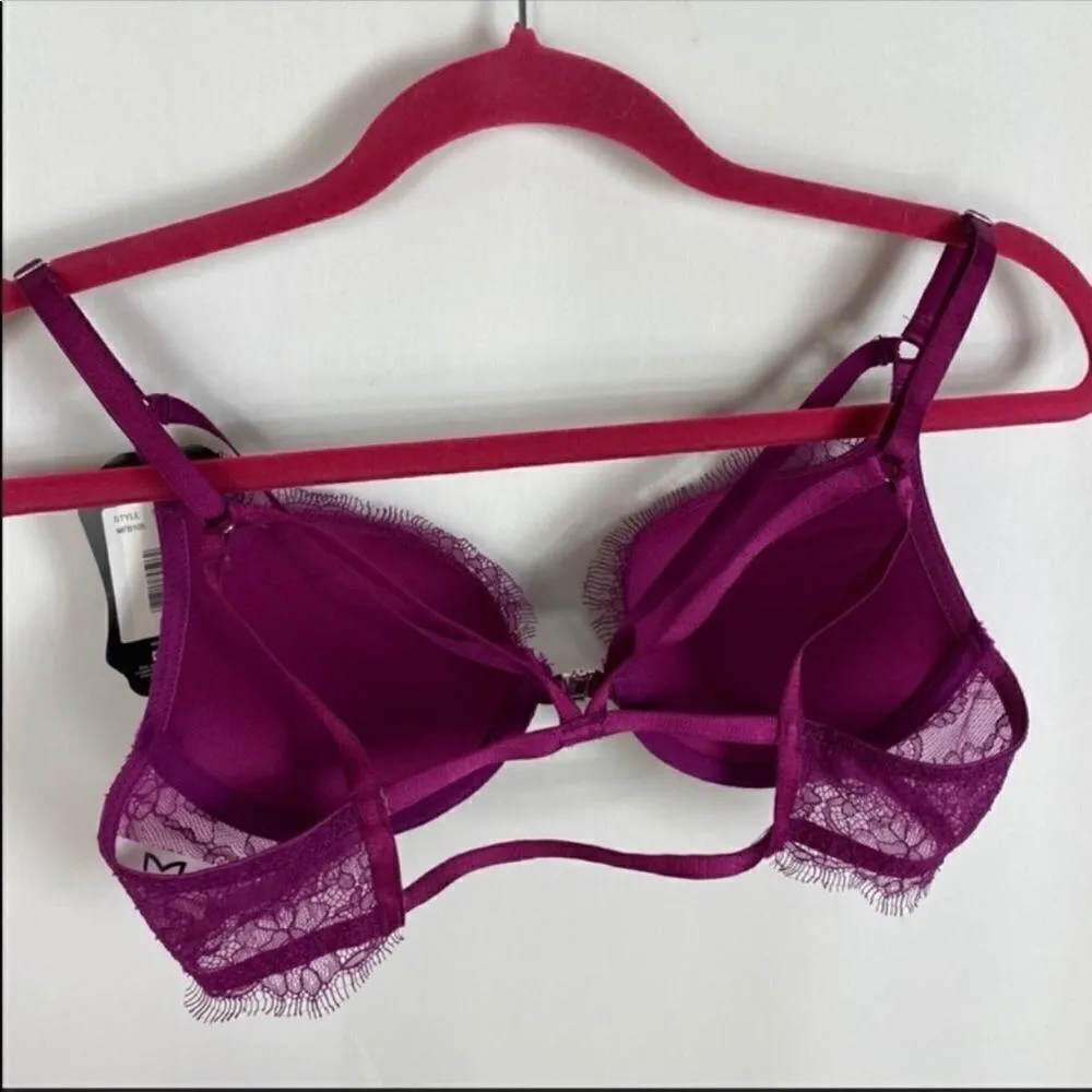 Maidenform Eyelash Lace Push-up Strappy Bra Raspberry Magenta 34B - Image 5