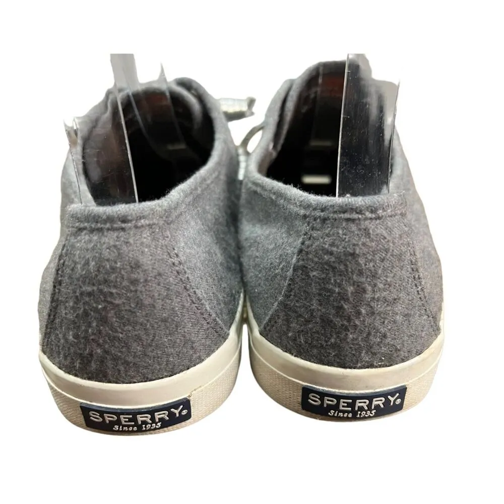 Sperry Top Sider Shoes Womens 9.5 M Gray Seacoast Wool Slip On Lace Up Sneakers - Image 9