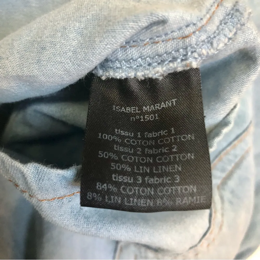 Isabel Marant Etoile Long Sleeve Romper Denim Two-Tone Plaid Patchwork Detail 6 - Image 13