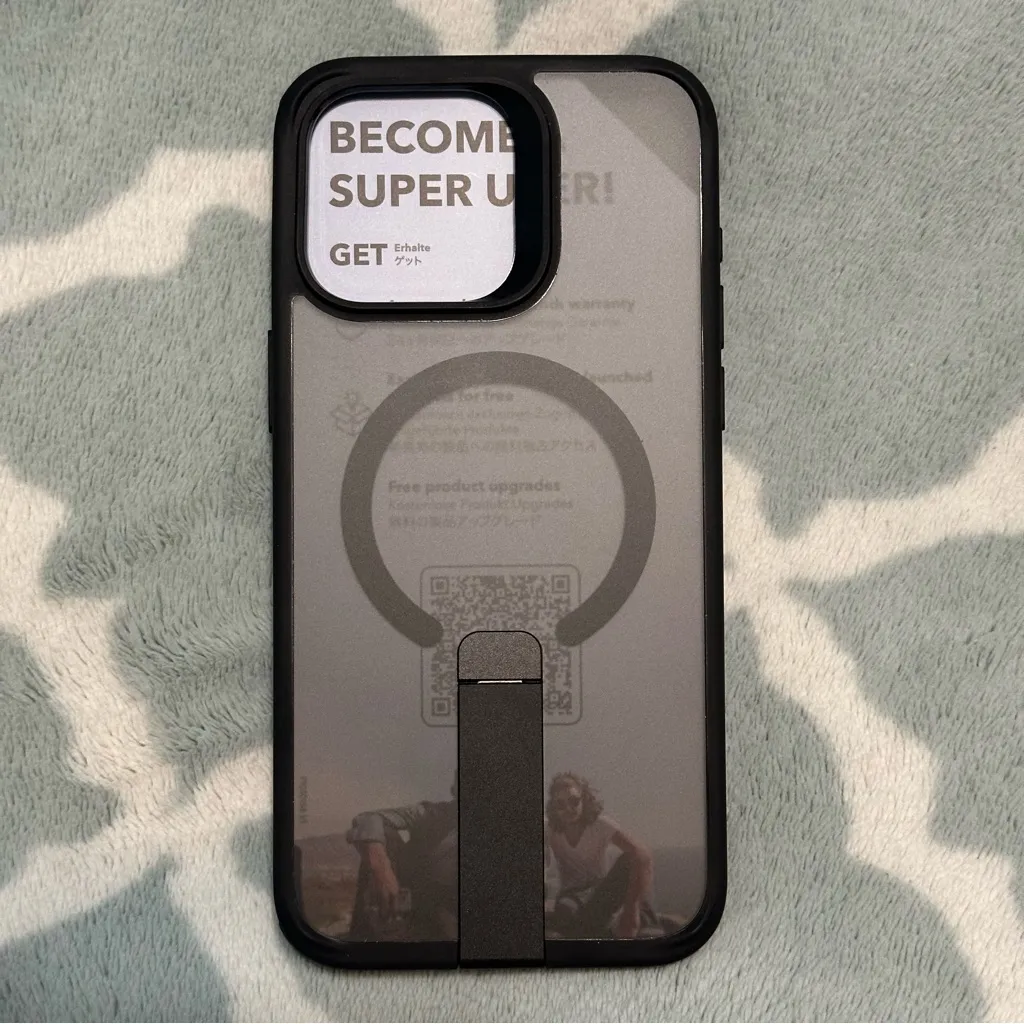 NEW iPhone 15 Pro Max MagSafe Phone Case Frosted Black w/ Flick Stand - Image 3