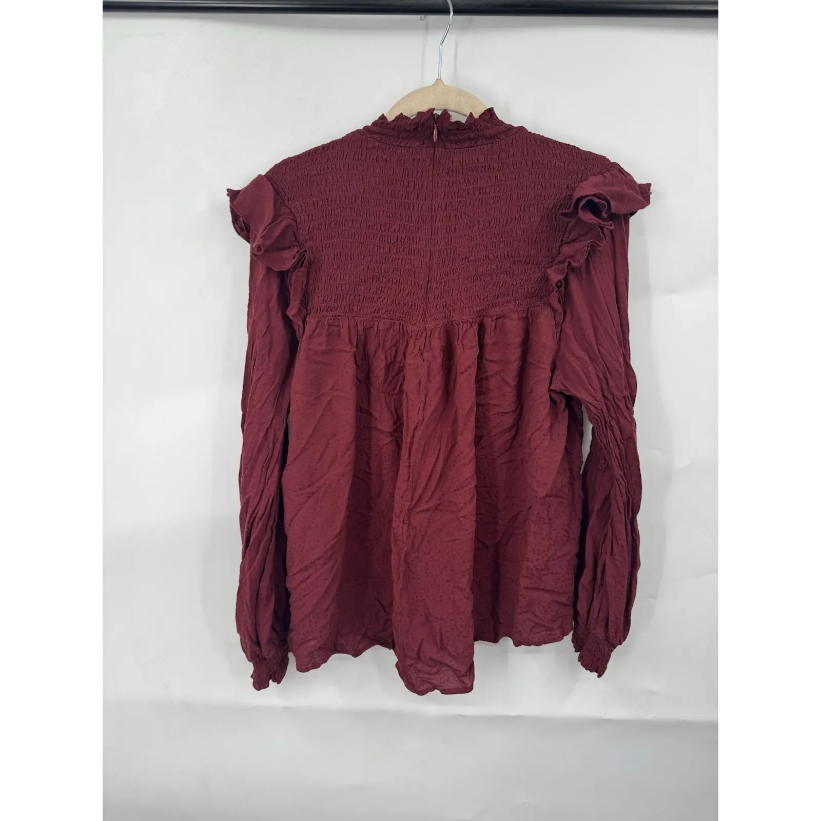 Knox Rose Boho Cottage Blouse Women L Burgundy Fairy Grunge Dark Coquette - Image 2