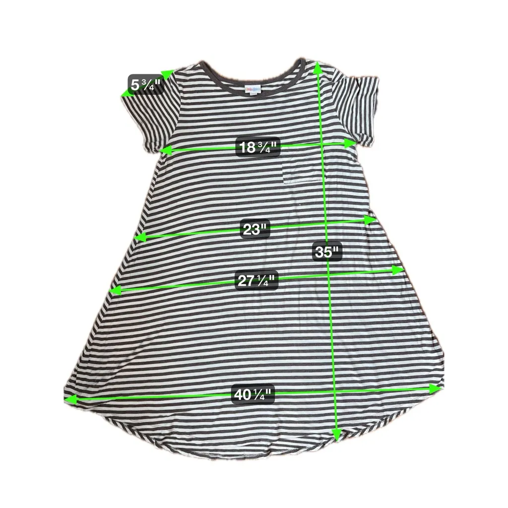 LuLaRoe Carly Striped Swing Dress Gray Brown Ivory Pocket Soft Stretch Medium - Image 14