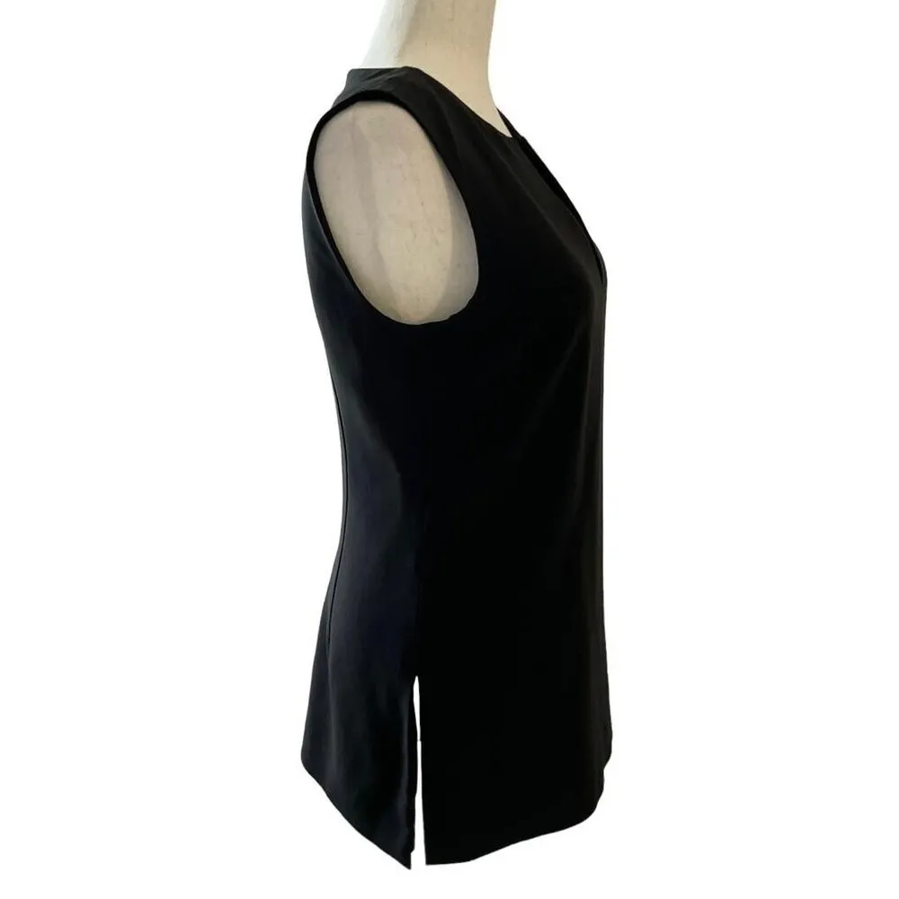 Ann Taylor Women Size 0 Black Tunic Top Shirt Sleeveless  19-807 - Image 2