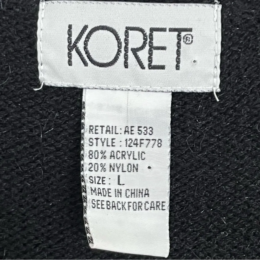 Women’s Vintage Koret Beaded Rhinestone Button‎ Cardigan Size Large Black - Image 6