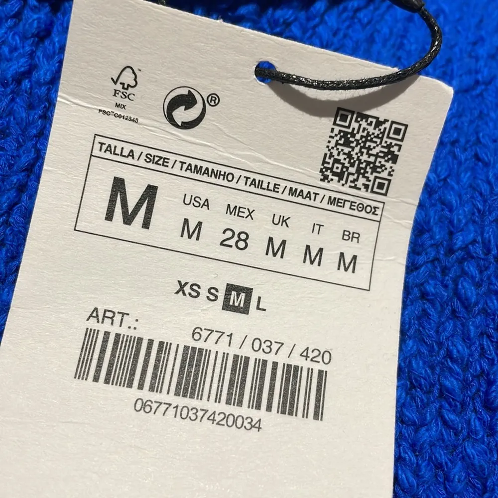 NWT ZARA RUFFLED KNIT TOP BLUE CROP MEDIUM - Image 7