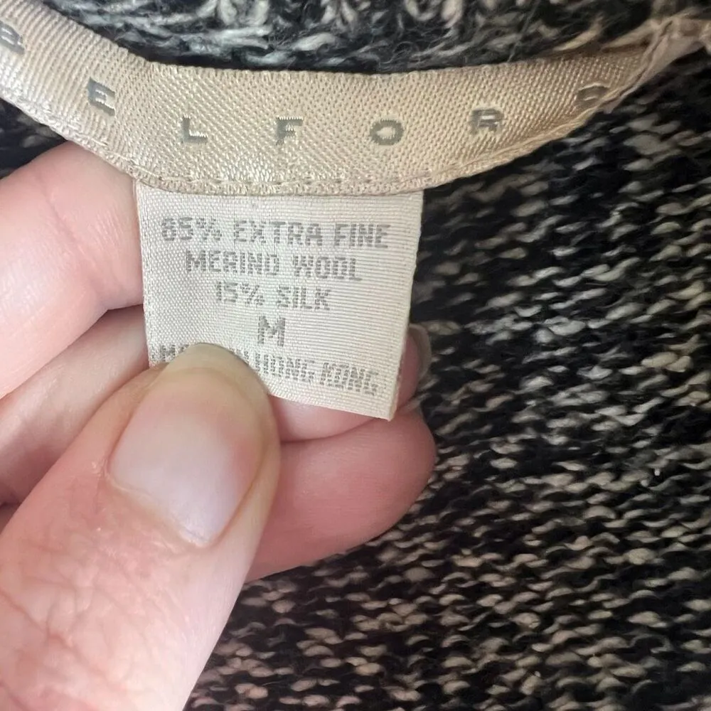 Belford Womens Marled Gray Black Silk Wool Blend Cardigan Coat Size Medium Black - Image 4