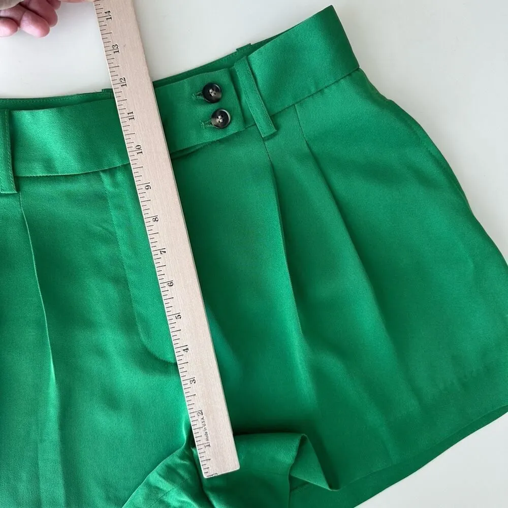 REISS Shorts Womens 4 US Green High Waist Pleated Sofie Old Money Quiet Luxury - Image 13