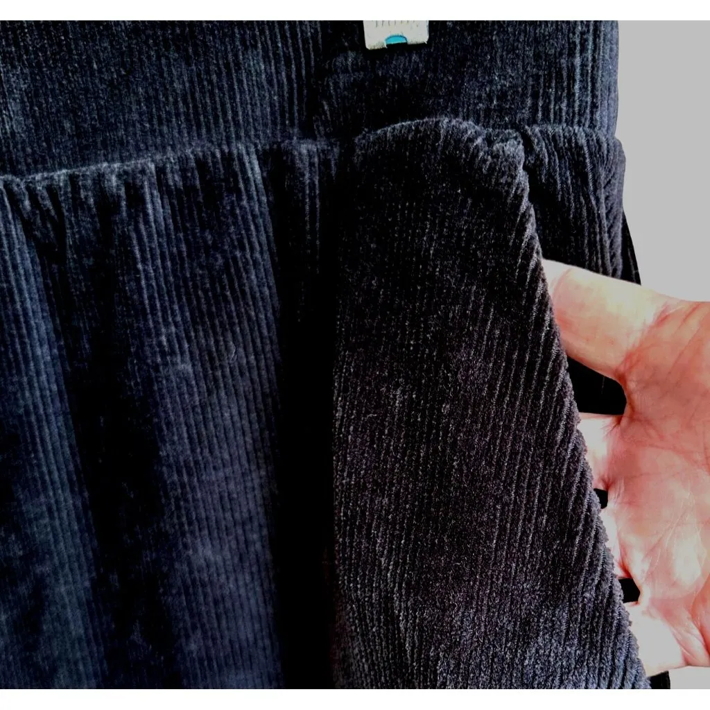 Lands End Black Corduroy Skirt Medium 10-12 Elastic Stretch Waist Work School - Image 4