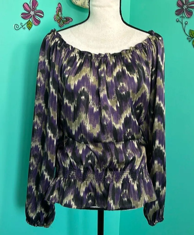 Michael Kors Peplum Top,  Off Shoulder Balloon Sleeve - Image 2