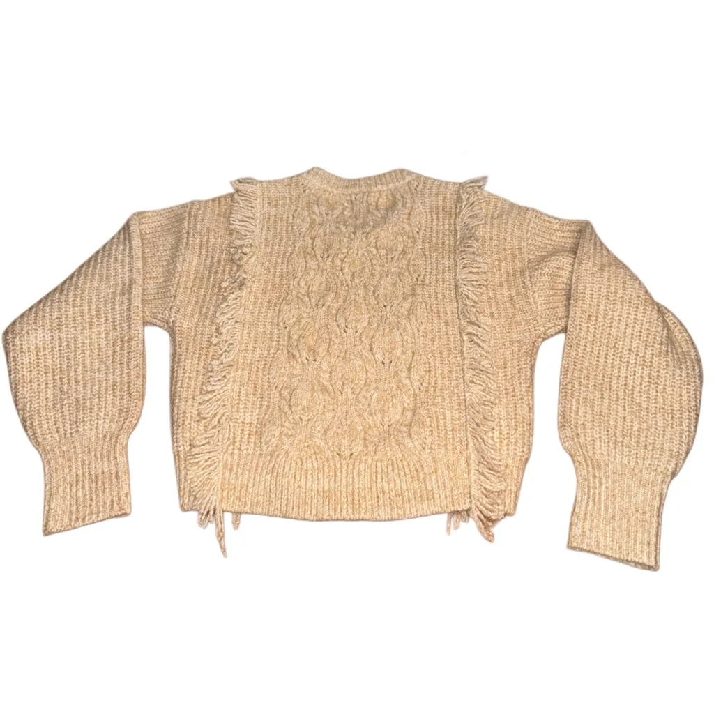 Melrose & Market Cream Cable Knit Fringe Sweater - Image 4