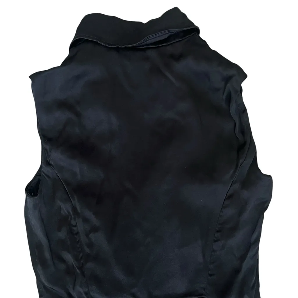 Anthropologie Women’s Blazer Black Satin Sleeveless Shorts Romper Size 2 - Image 8