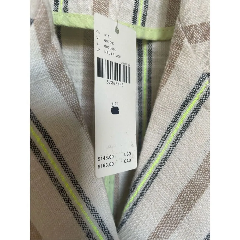 Maeve X Anthropologie Danielle Striped oversize Boyfriend Blazer XS Yellow - Image 12