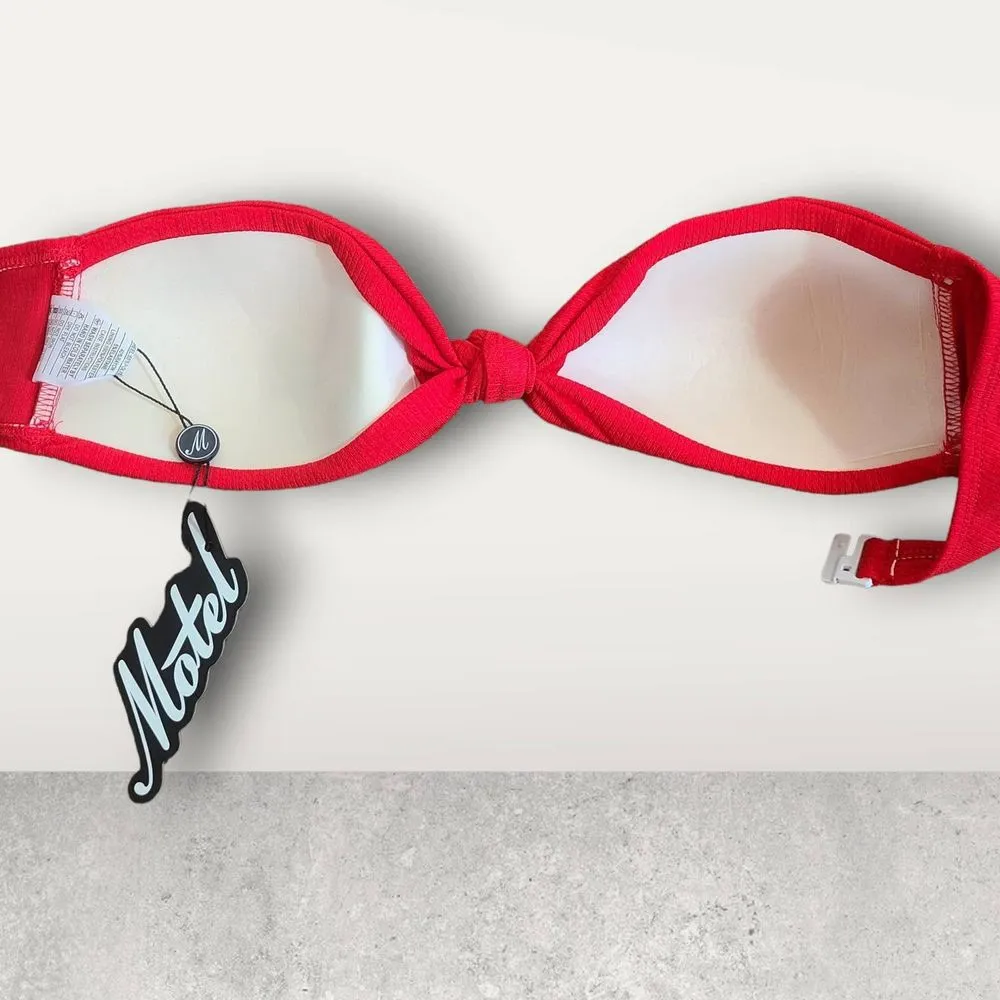 NWT Motel Rocks Baewatch Red Knot Bandeau Bikini Top Size Large - Image 7