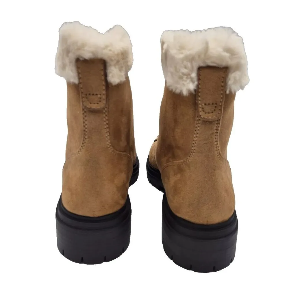 J. Crew Women's Faux Fur Winter Hiking Boots Size 10.5 Chestnut Brown - Image 6