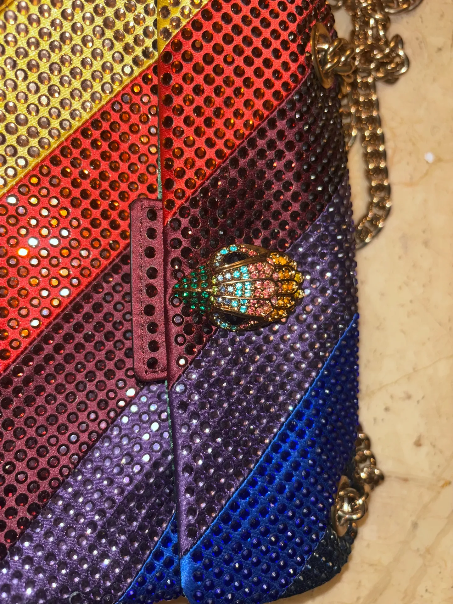 Kurt Geiger multicolored rhinestone fabric mini Kensington Shoulder Bag - Image 9