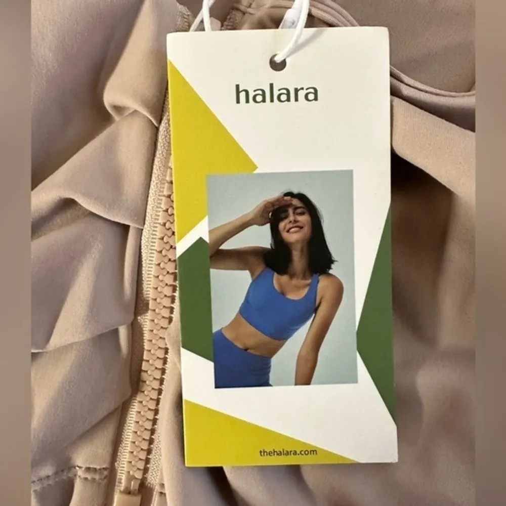 Halara Scoop Neck Zip Front Ruched Cropped Sports‎ Top Mauve Gray Size M - Image 8