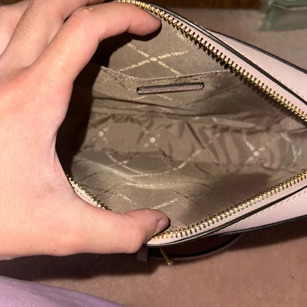 Michael Kors Set Blush Pink Crossbody Bag Wallet Keyholder Keychain - Image 13