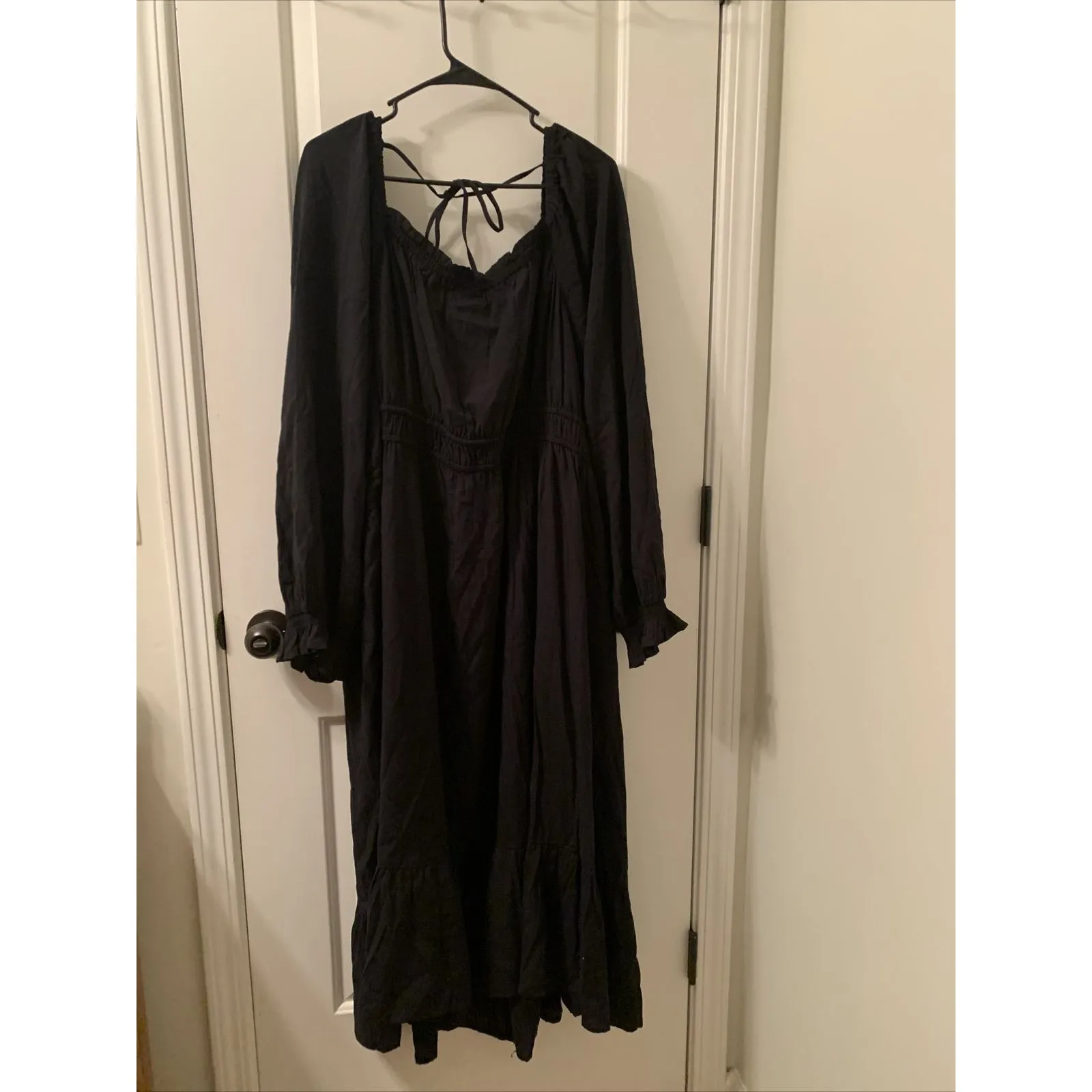 Ava & Viv Women's Essential Midi Dress with Elastic Waist Tie Size 4X Black - Image 7