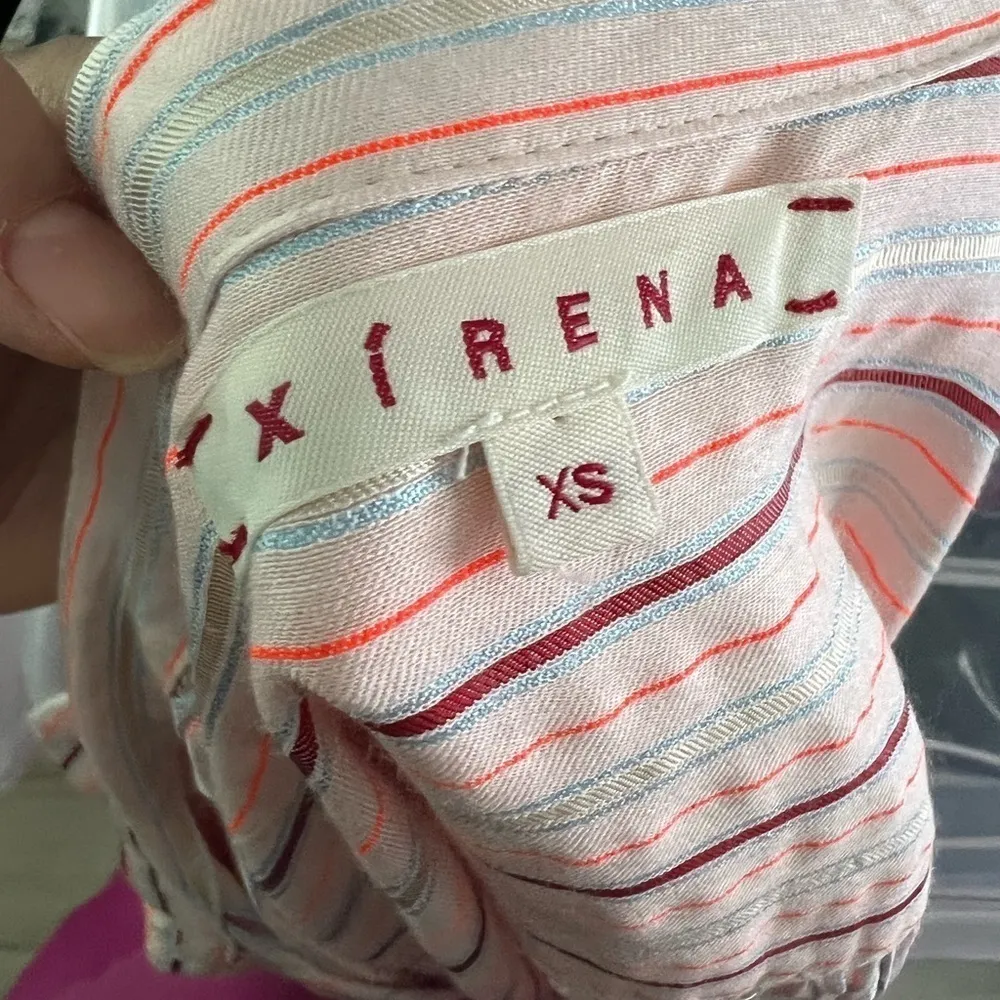 XIRENA Button Down Relaxed Striped Shirt Sz XS Red - Image 5