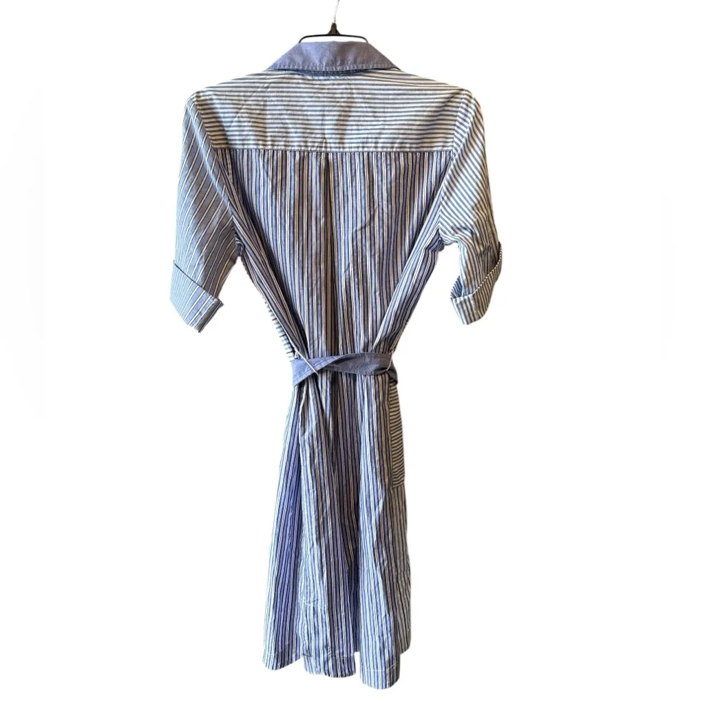 J. McLaughlin Miranda Shirtdress Blue White Stripe Collared Belt Size Small NWT - Image 4