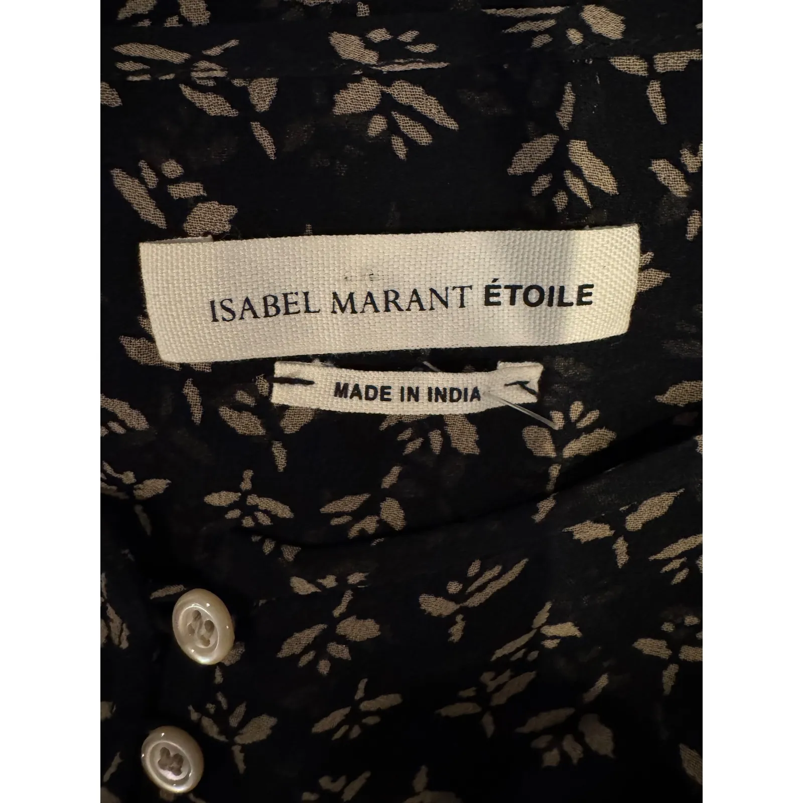 Isabel Marant Etoile Shirt Women Small Black Sheer Floral Button Front Top Boho - Image 10