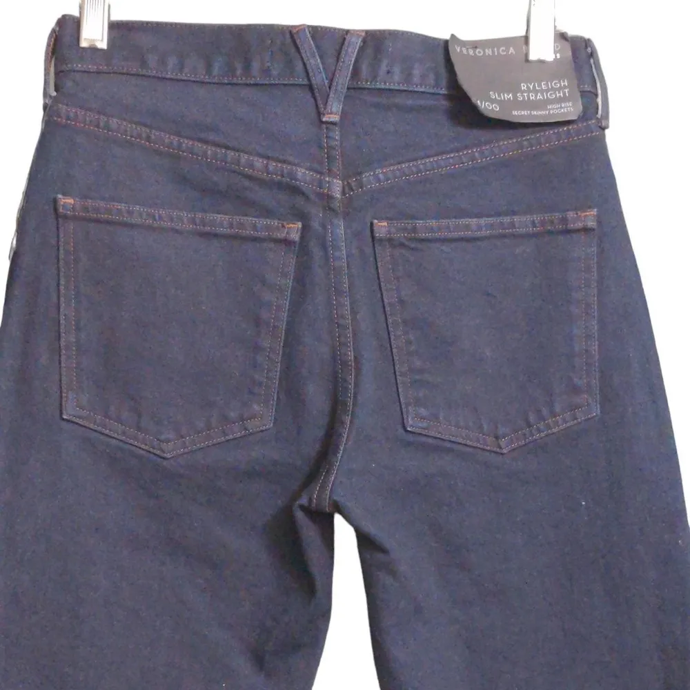 Veronica Beard Womens Ryleigh Straight Leg Jeans Blue Dark Wash High Rise 00 New - Image 5