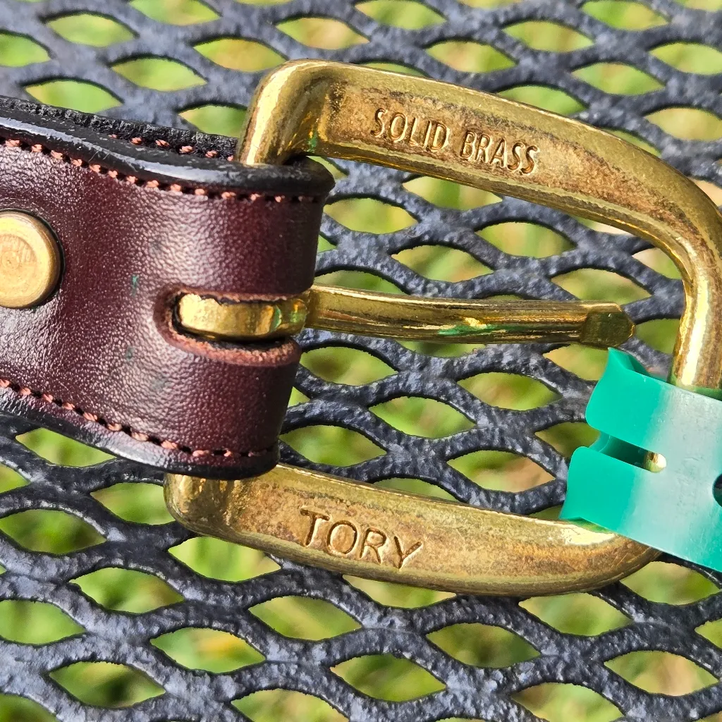 English Bridle Leather & Brass Belt Havana 1” Clincher Size 38 Made in USA - Image 8