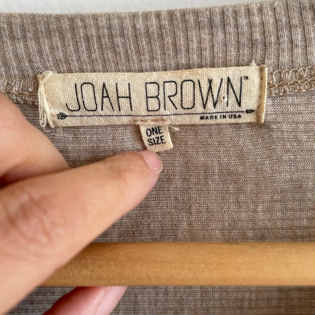 Joah Brown Rib Knit Dolman Long Sleeve Shirt One Size Relaxed Fit Casual - Image 2