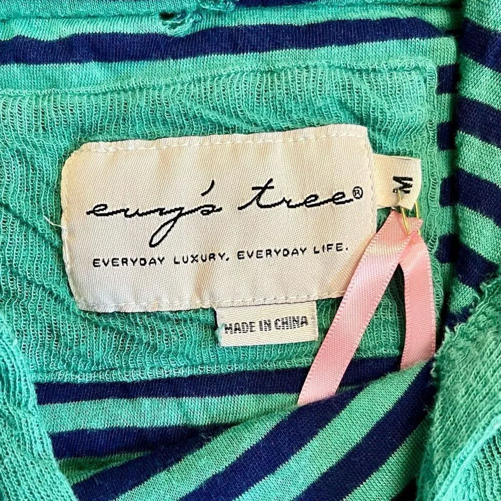 Evy’s Tree Pullover Hoodie Striped Sleeves Pocket Pouch Medium Green - Image 10