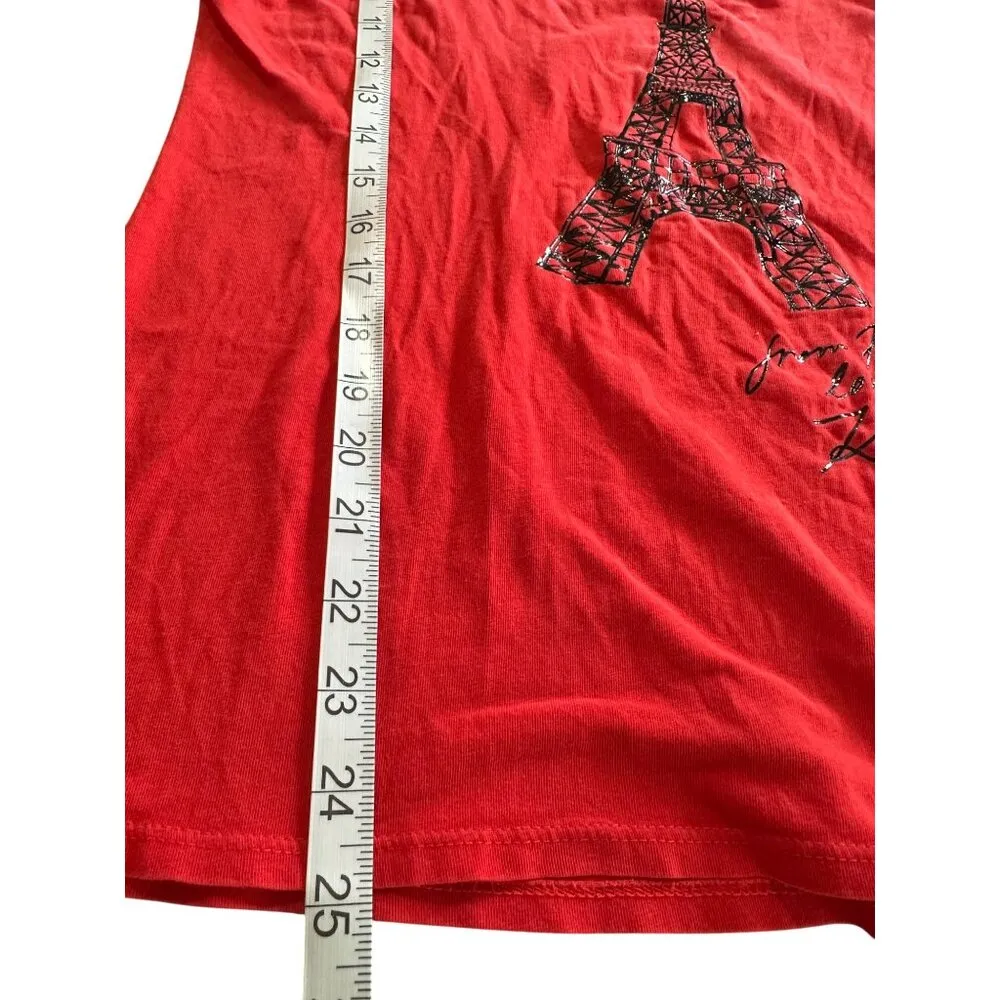 Karl lagerfield Red Graphic Tee With Eiffel Tower Design From Paris Love Karl M - Image 8