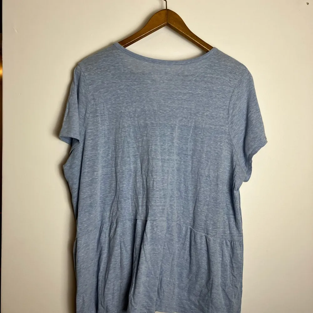 Lane Bryant Light Blue Champagne All Day Short Sleeve Peplum Top - Image 6