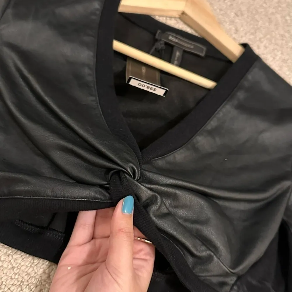 BCBG MAXAZRIA Black Leather Top - Image 3