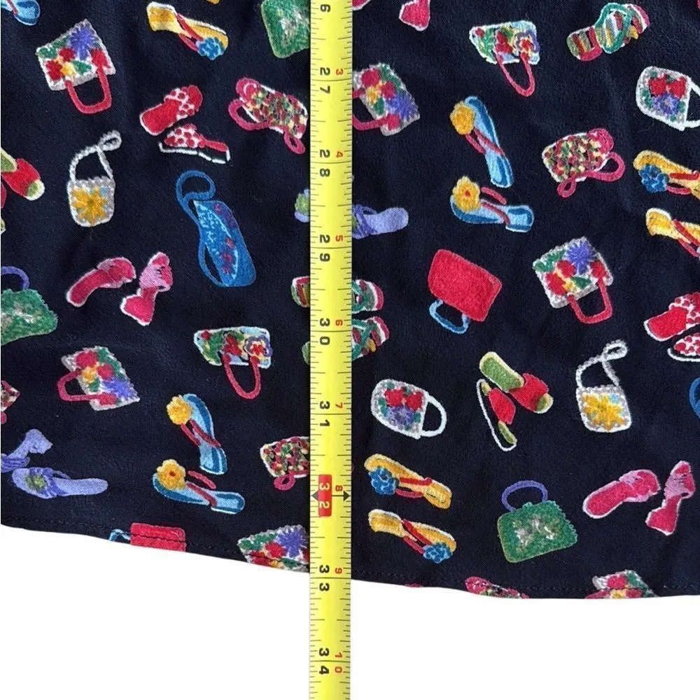 90s Vintage Twyla & Blue Black Maxi skirt All over sandal and purse print Med - Image 5