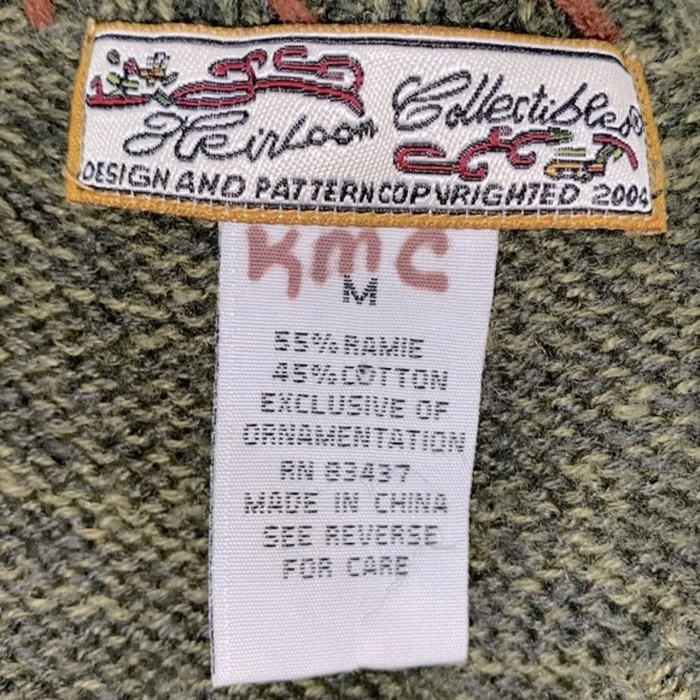 Vintage collectible green Fall scarecrow & pumpkins embroidered vest size medium - Image 4