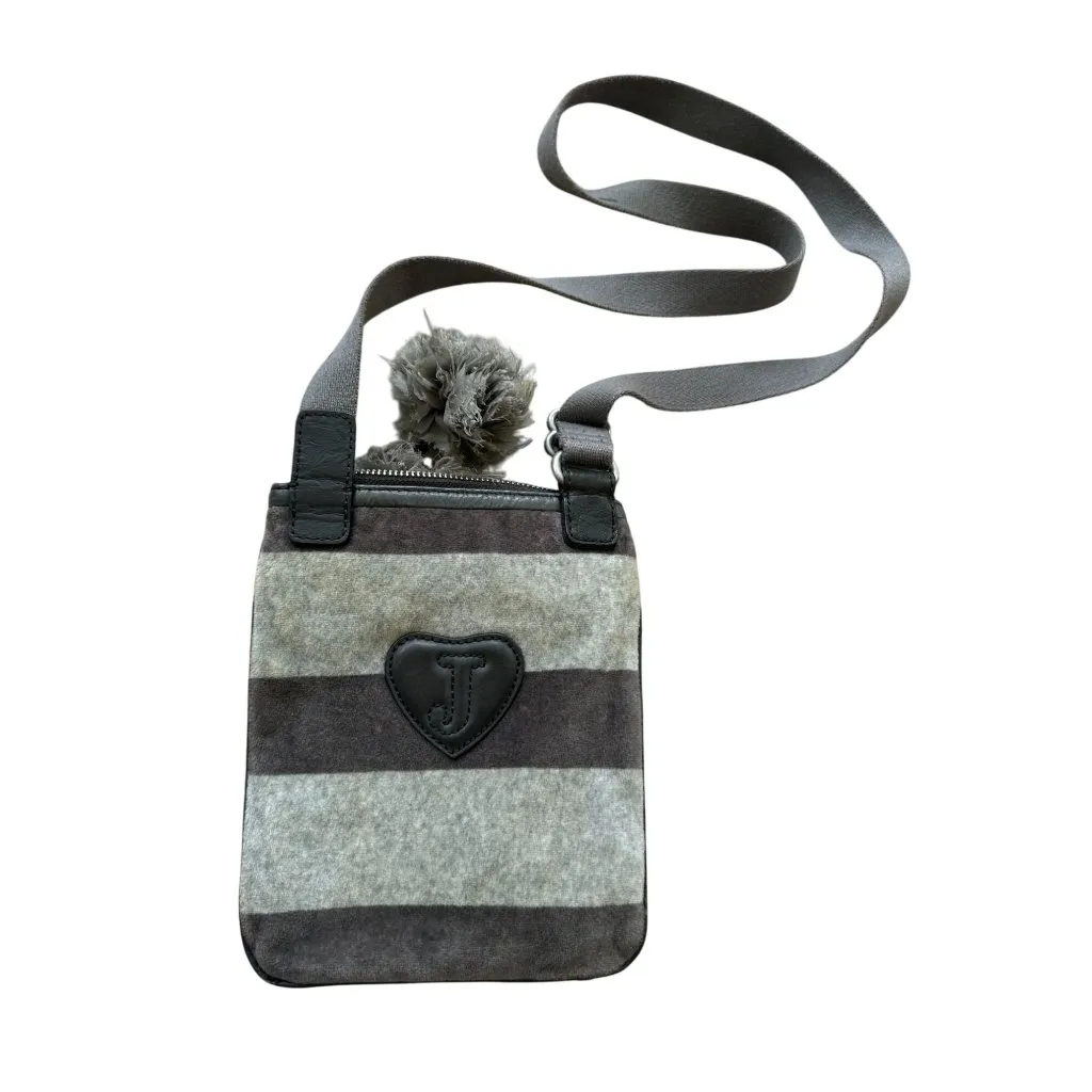 JUICY COUTURE Vintage Gray Striped Crossbody Bag - Image 7