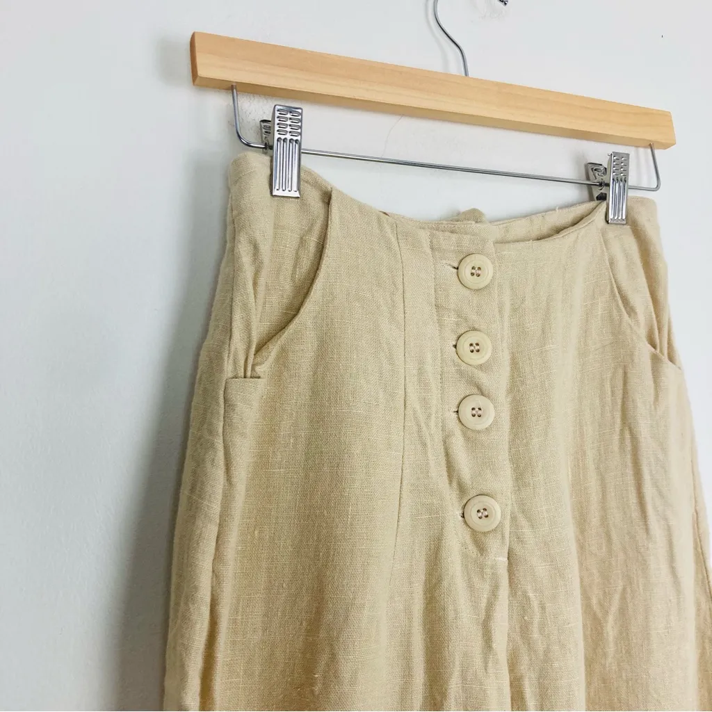 ZII Ropa wide leg high waisted tan colored linen pants. Size XS. - Image 2