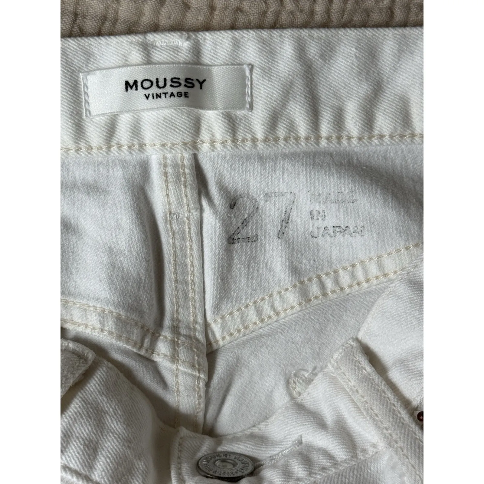 MOUSSY VINTAGE Burnside Skinny Jeans SIZE 27 White Distressed Denim Patchwork - Image 5