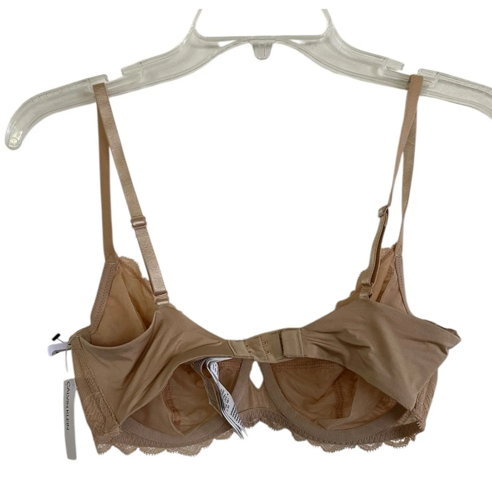 Calvin Klein Womens Seductive Comfort Unlined Lace Bra Size 34C Bare Beige Nude - Image 4