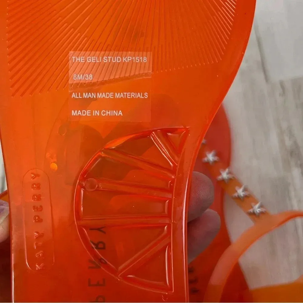 Katy Perry Orange Starfish Studded T Strap Geli Sandals Size 8 NEW - Image 7