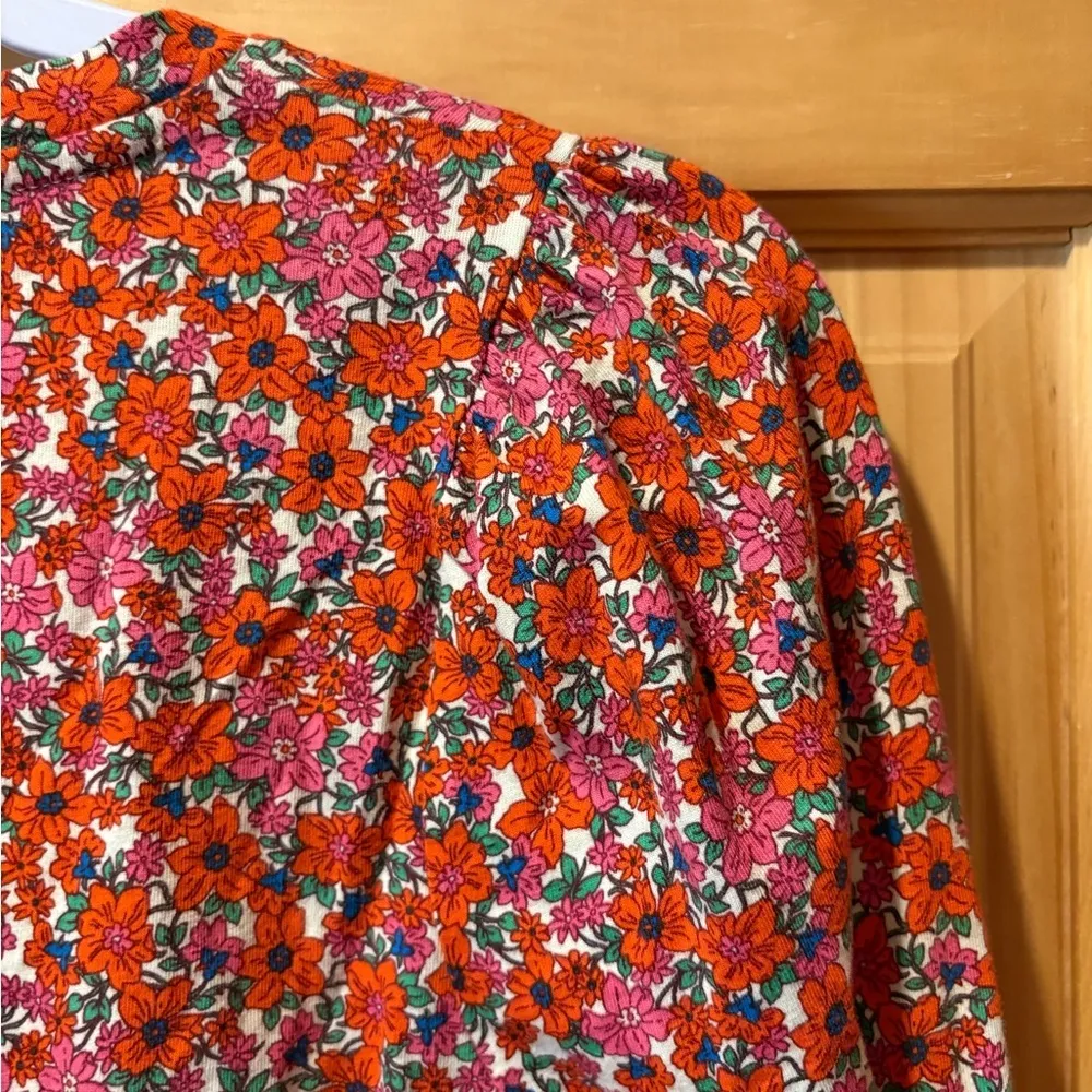 J Crew High-neck puff-sleeve top in floral print X-S - Image 5