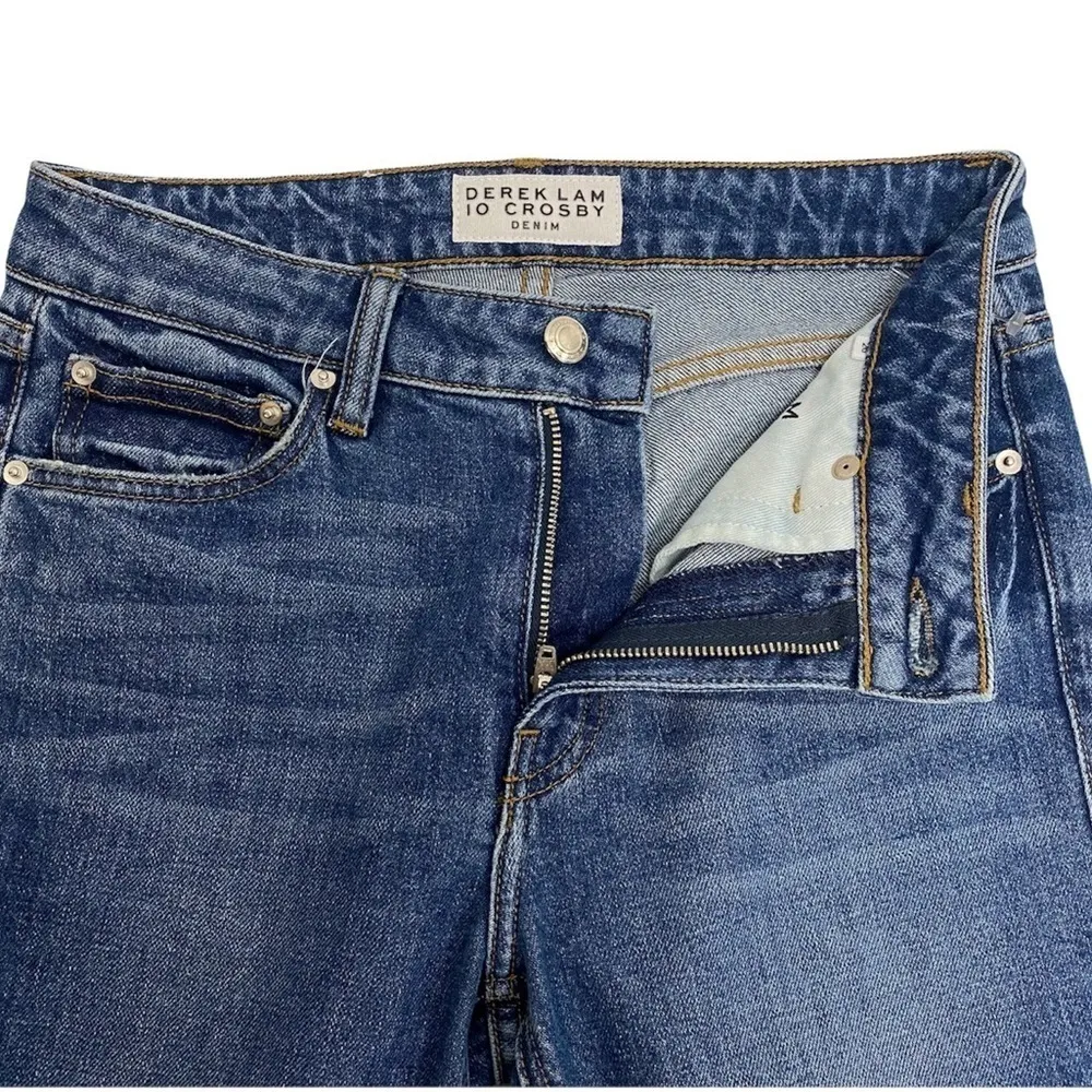 Derek Lam 10 Crosby Gia Mid-Rise Cropped Flare Jeans Blue Denim Size 26 - Image 4