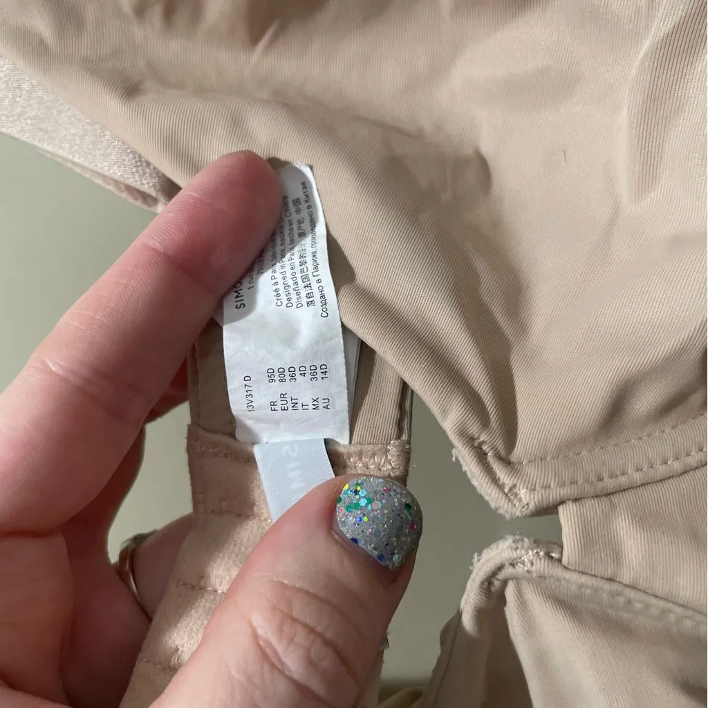 Simone Perele Underwire Bra Nude Beige Womens Size 36D Smooth Supportive Tan - Image 6