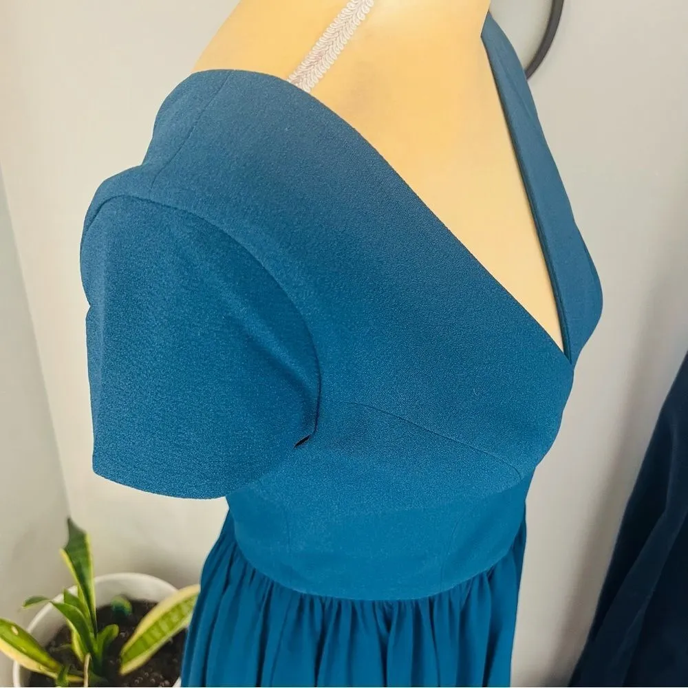 DRESS THE POPULATION Corey Dress, Fit & Flare, Blue/Green Pine, Medium 8/10, NWT - Image 11