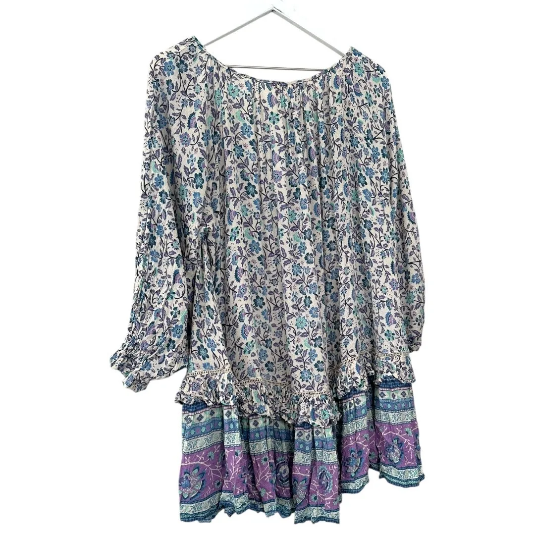 Spell & The Gypsy Flora Boho Mini Dress Purple Border XS Blue - Image 8