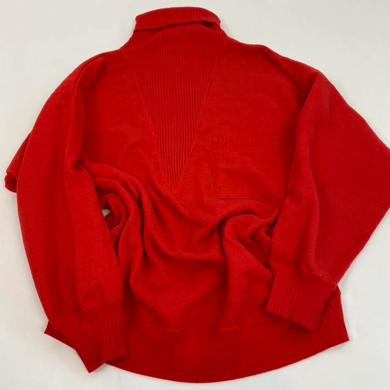 Vintage Turtleneck Sweatshirt With Ribbed Detailing Red Size undefined - Image 4